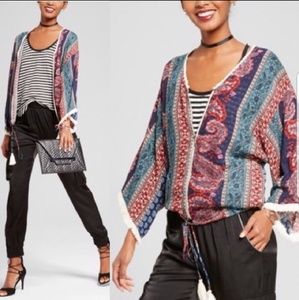 NWOT Boho Paisley Kimono Jacket w Tassle Fringe